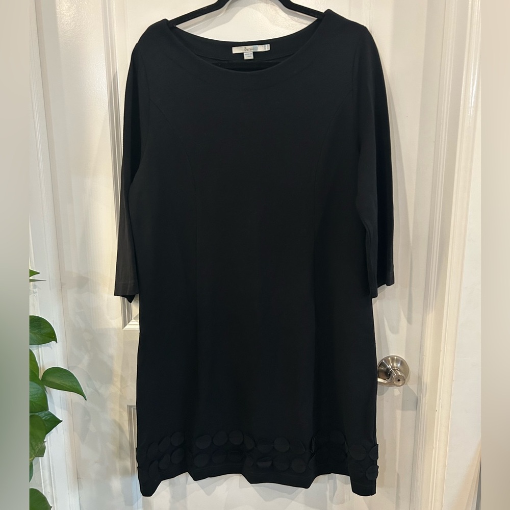 Boden Black Jersey Circle Shift‎ Dress 3/4 Sleeve Boat Neck Size 14R